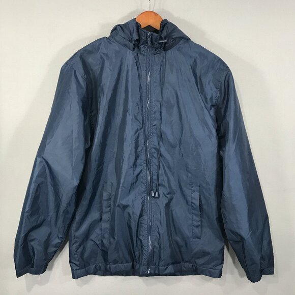 Totes Jacket Men's Small Blue Windbreaker Full Zip Hooded Fleece Lined Pockets - Picture 1 of 15